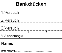 Versuchskarte des BVDK für Bankdrücken im Powerliftingwettkampf